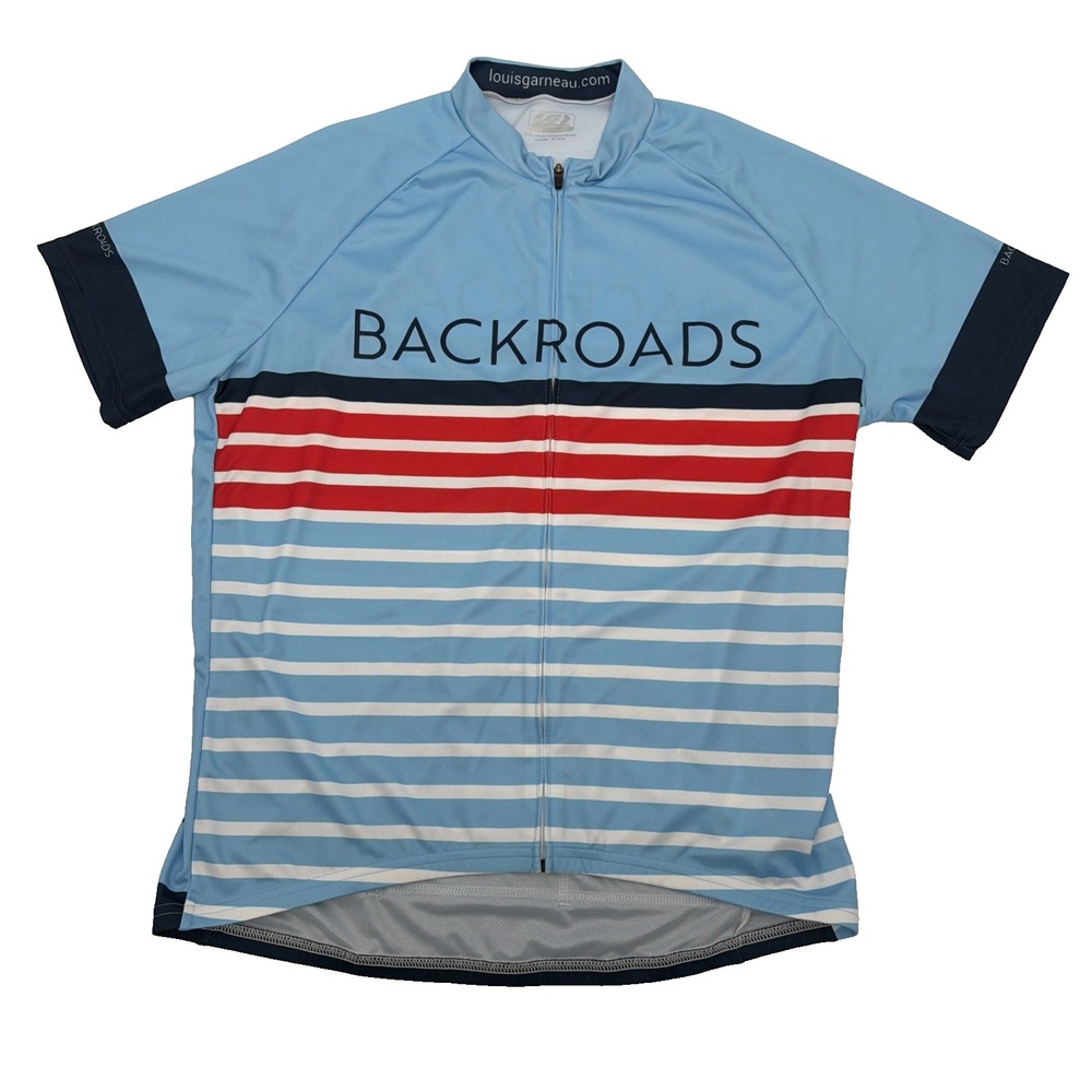 Men's Louis Garneau Bicycle Racing Shirt Size XXLarge Blue Compression Fit Sleek